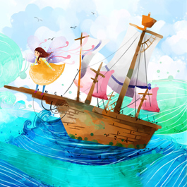 水彩画－帆船